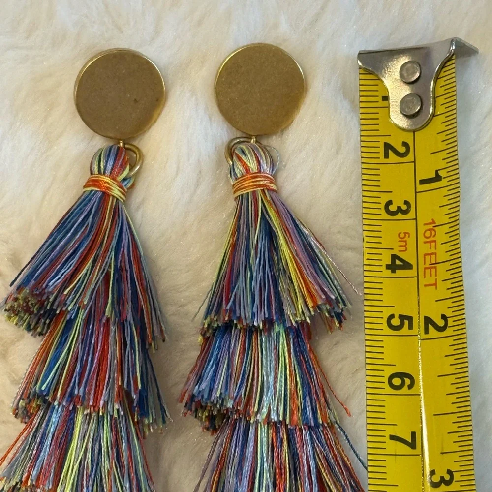 J. Crew Colorful Tassel Earrings with Gold Accents - Picture 3 of 3